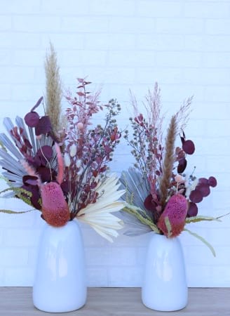 Boho dried arrangement pink